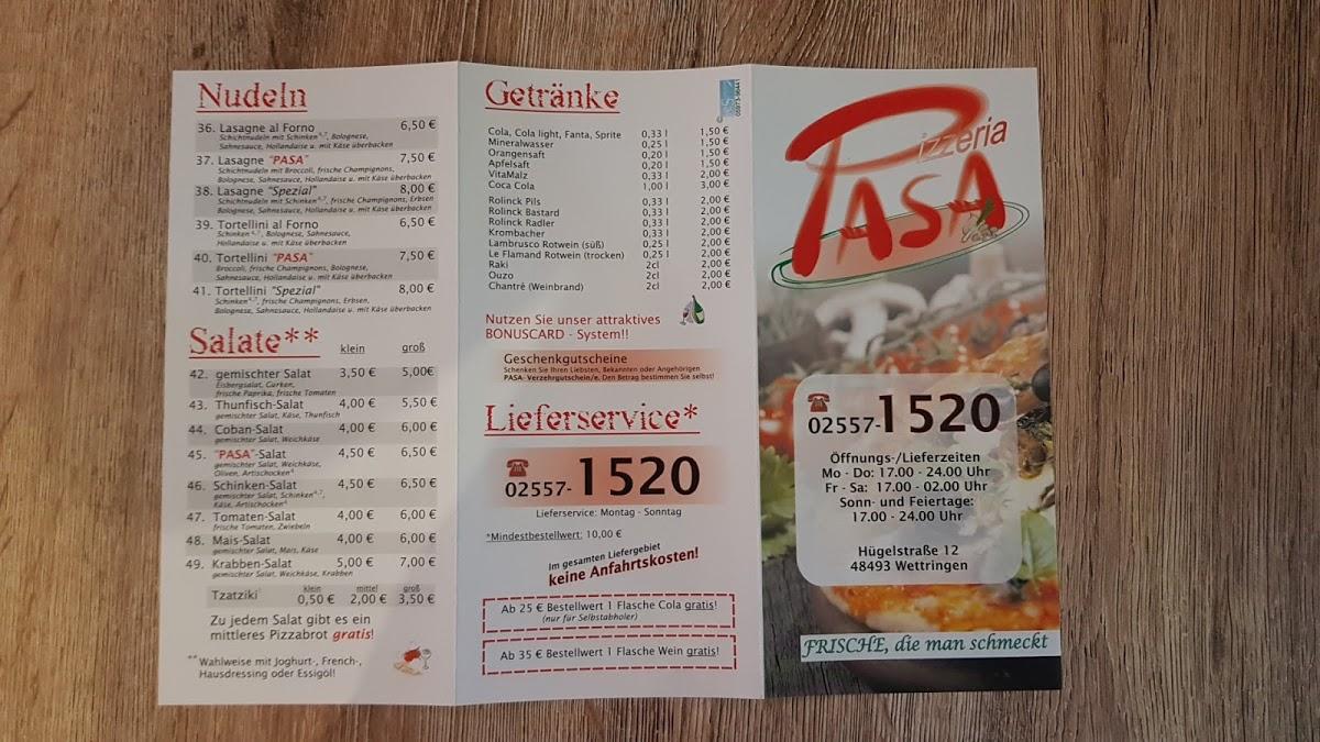Menu at Pizzeria Pasa, Wettringen