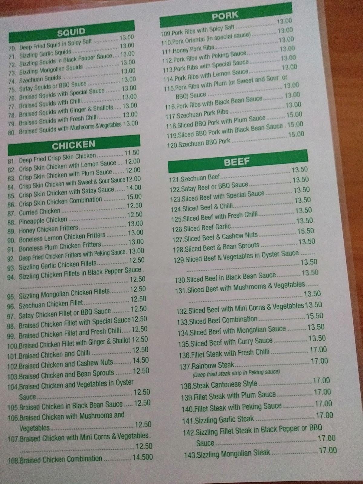 Menu at Golden Star 2001 Chinese Restaurant, Chester Hill
