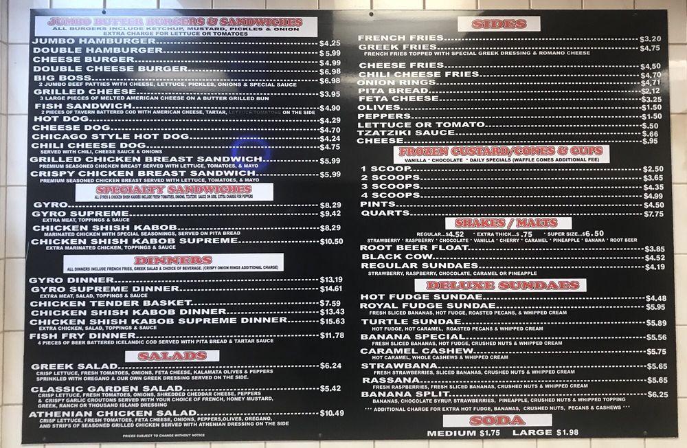 Menu at Golden Gyros restaurant, Milwaukee