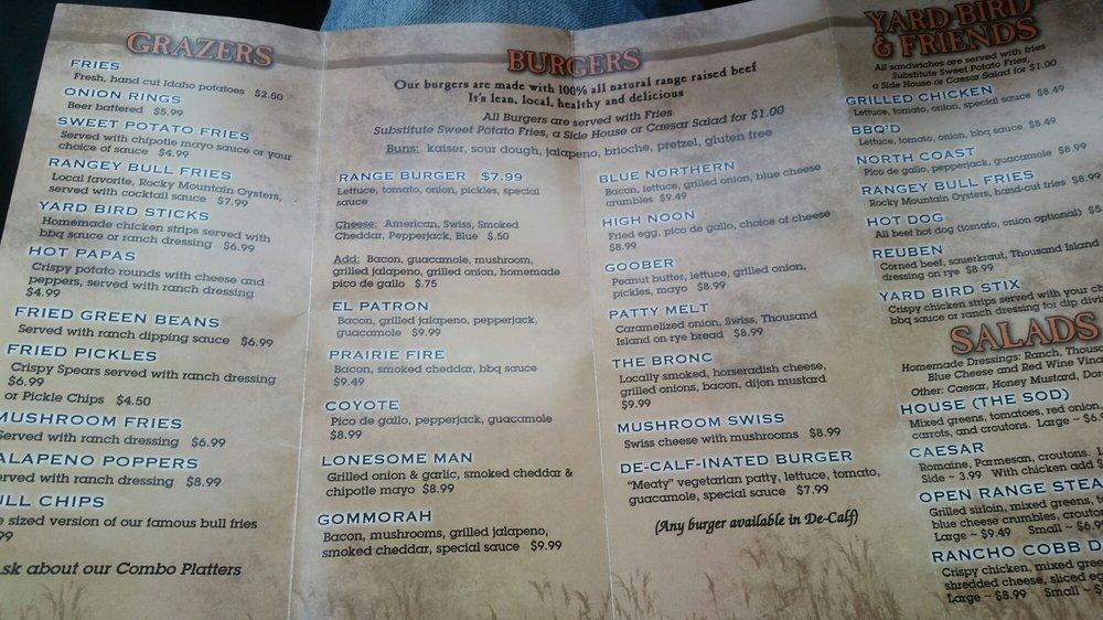 Menu at Open Range Grill pub & bar, Ogallala
