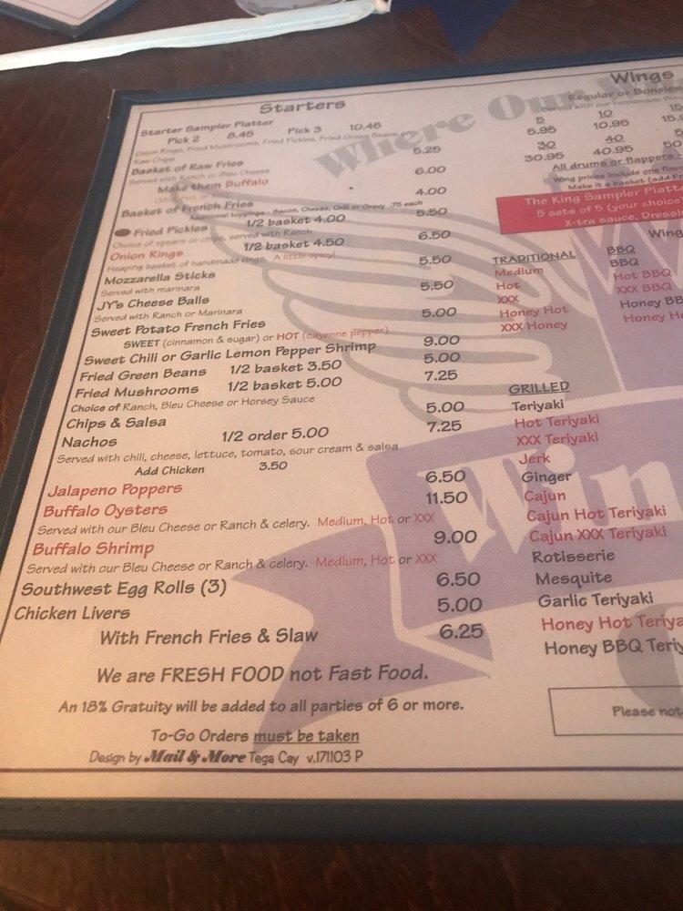 Menu at Wing King Cafe Charlotte NC, Charlotte, Carowinds Blvd