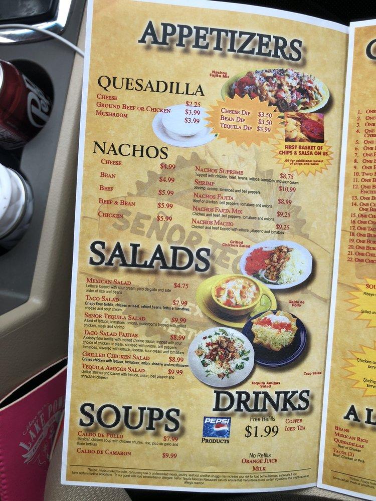 Menu at Senor Tequila Mexican Restaurant, Fremont