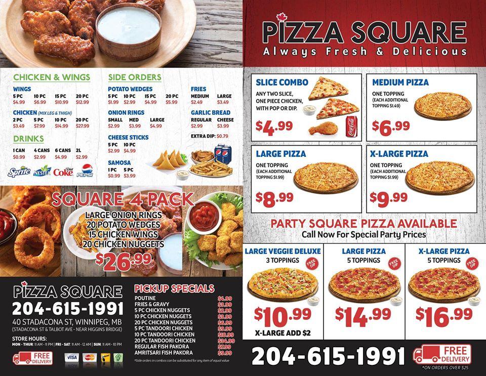 Menu At Pizza Square Restaurant, Winnipeg