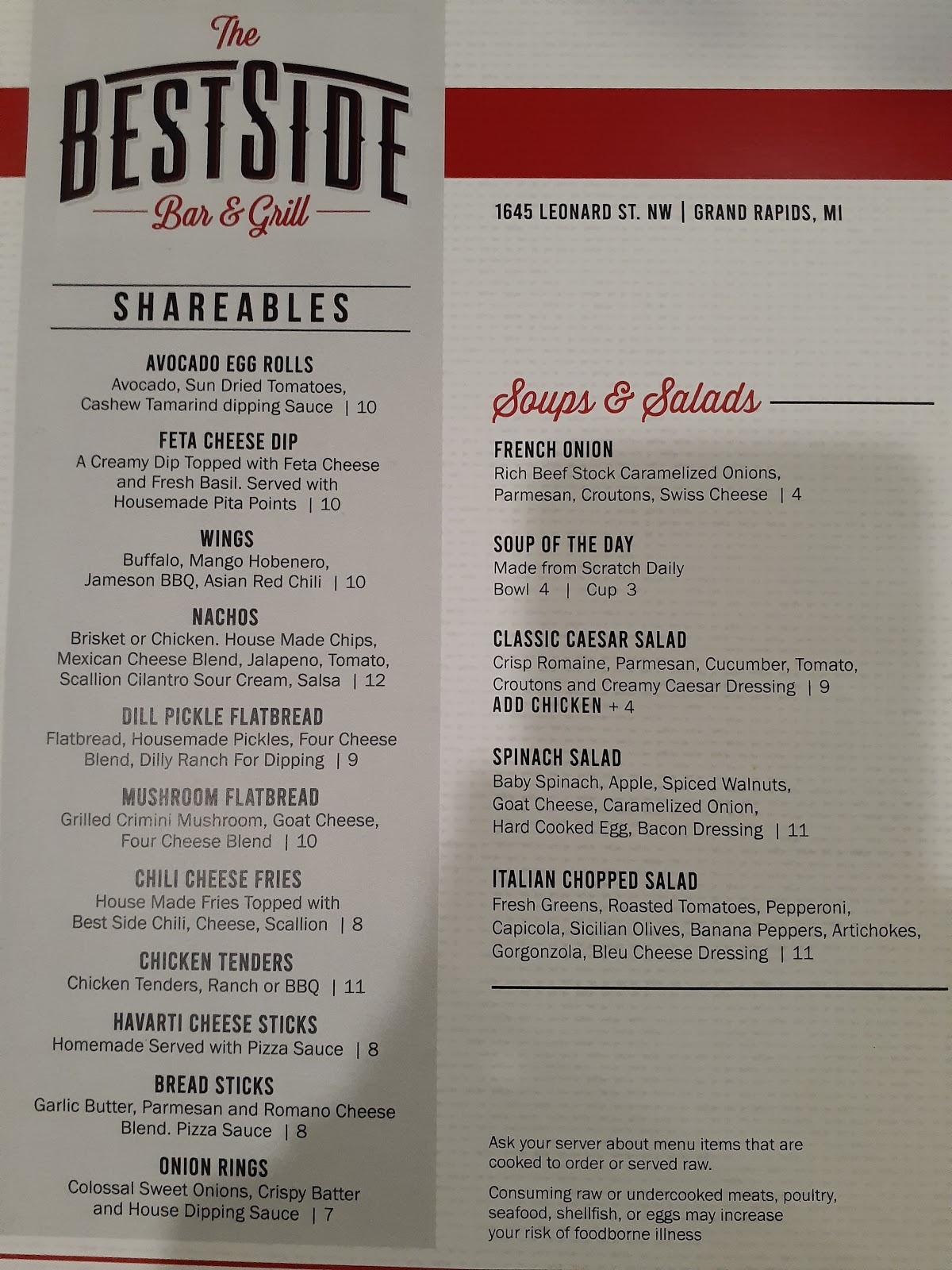 Menu at Bestside restaurant, Grand Rapids