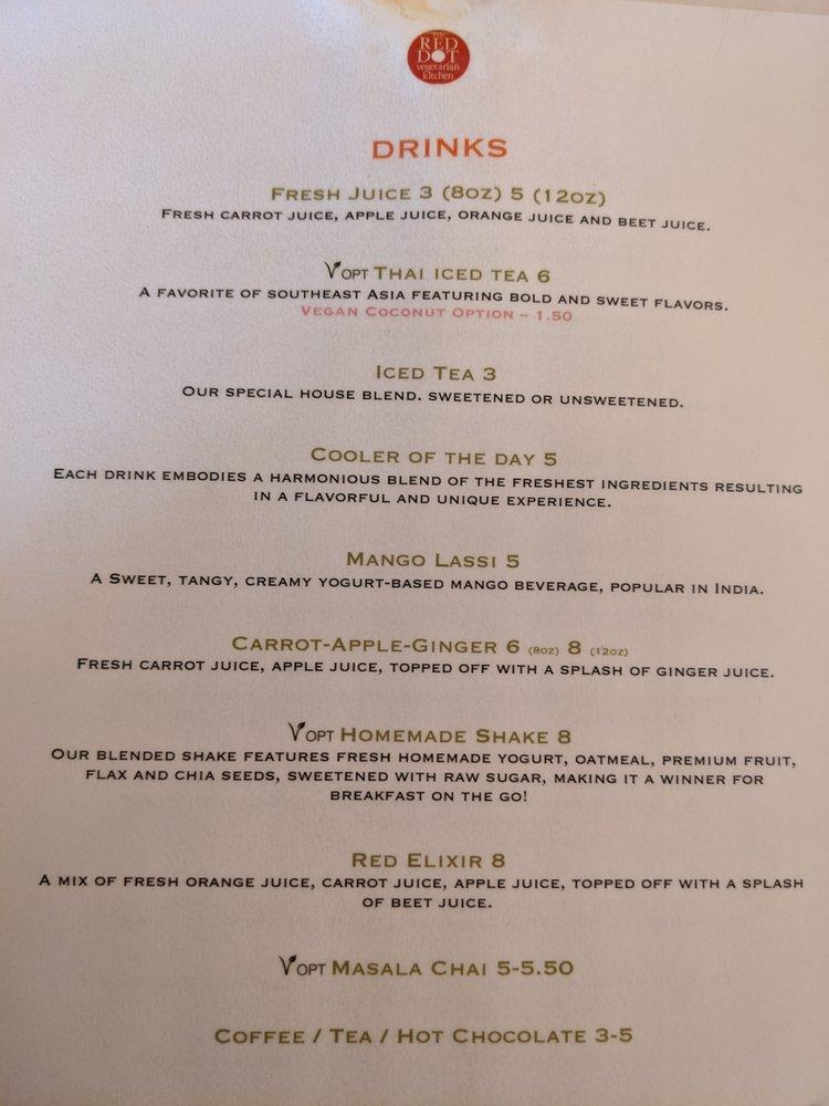 Menu at The Red Dot Vegetarian Kitchen restaurant, Wurtsboro