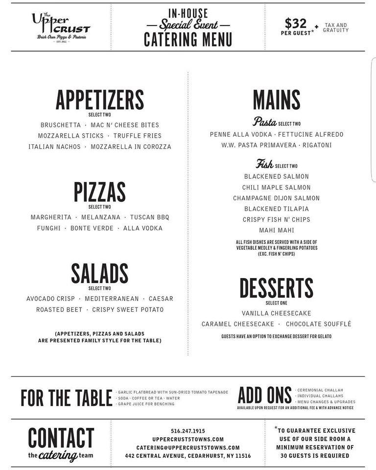 Menu at The Upper Crust pizzeria, Cedarhurst