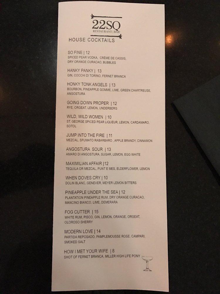 Menu At 22 Square Restaurant Bar Savannah