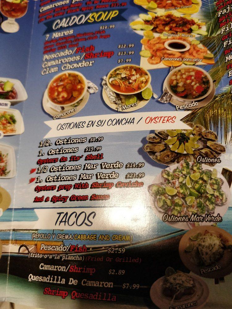 Menu at Mariscos Villa Del Mar restaurant, La Mirada