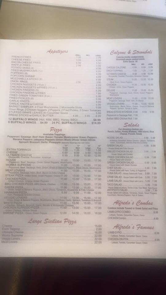 Menu at Alfredo’s pizza of Rainelle llc pizzeria, Rainelle