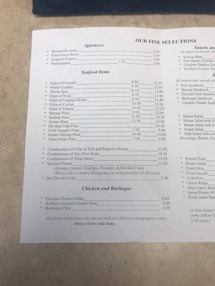 Menu at Fish Fry restaurant, Lillington, S Main St