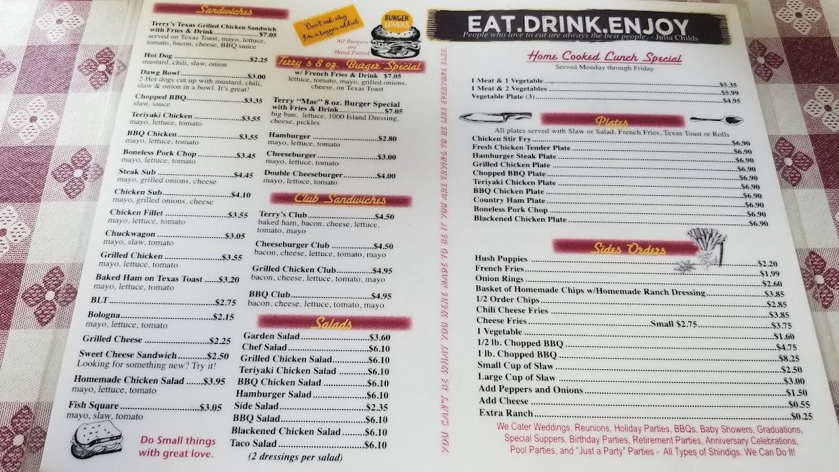 Menu at Terry's Cafe & Catering, Jonesville