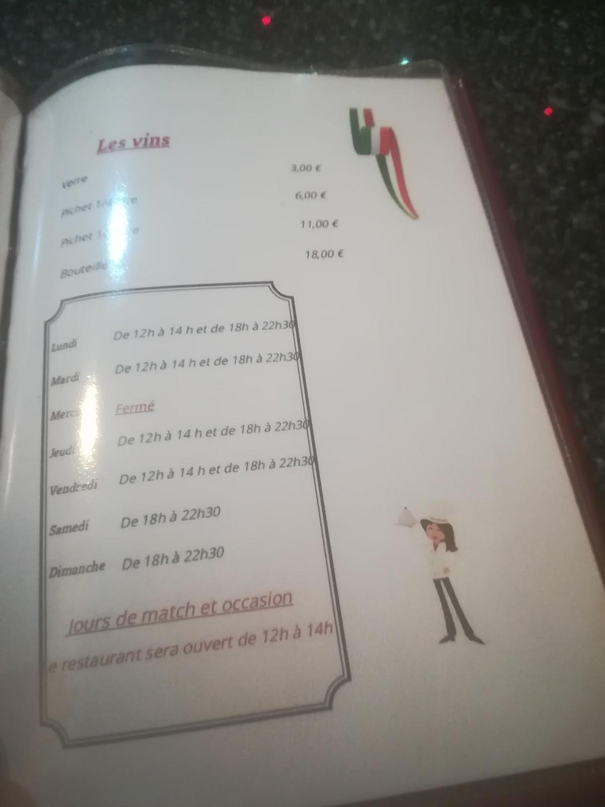 Menu de Pizzarena pizzeria sclessin