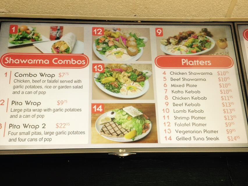Menu at Shawarma On Wheels restaurant, Cornwall, Pitt St