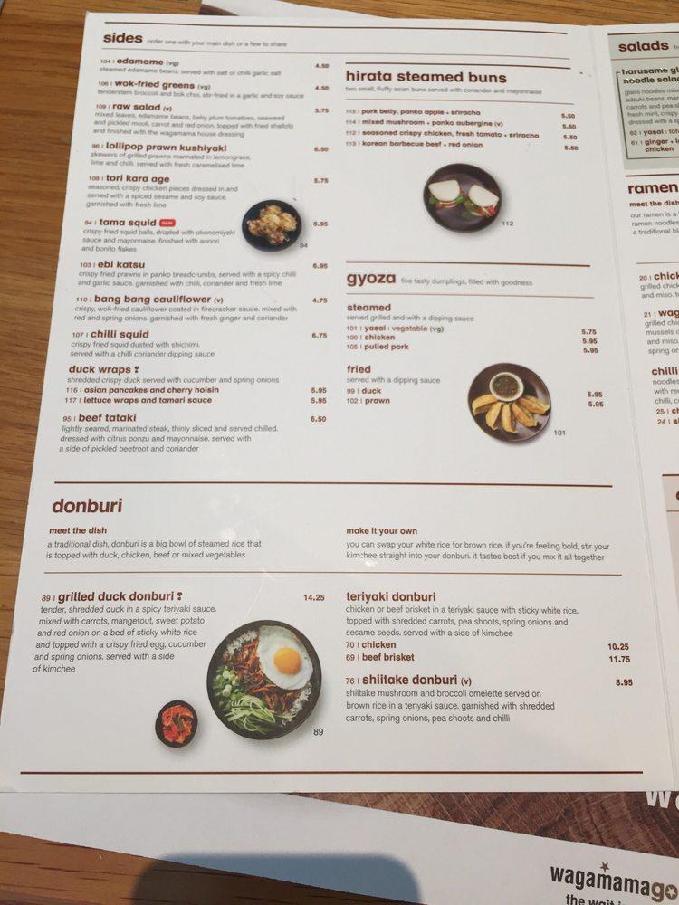 Menu at wagamama liverpool restaurant, Liverpool, One