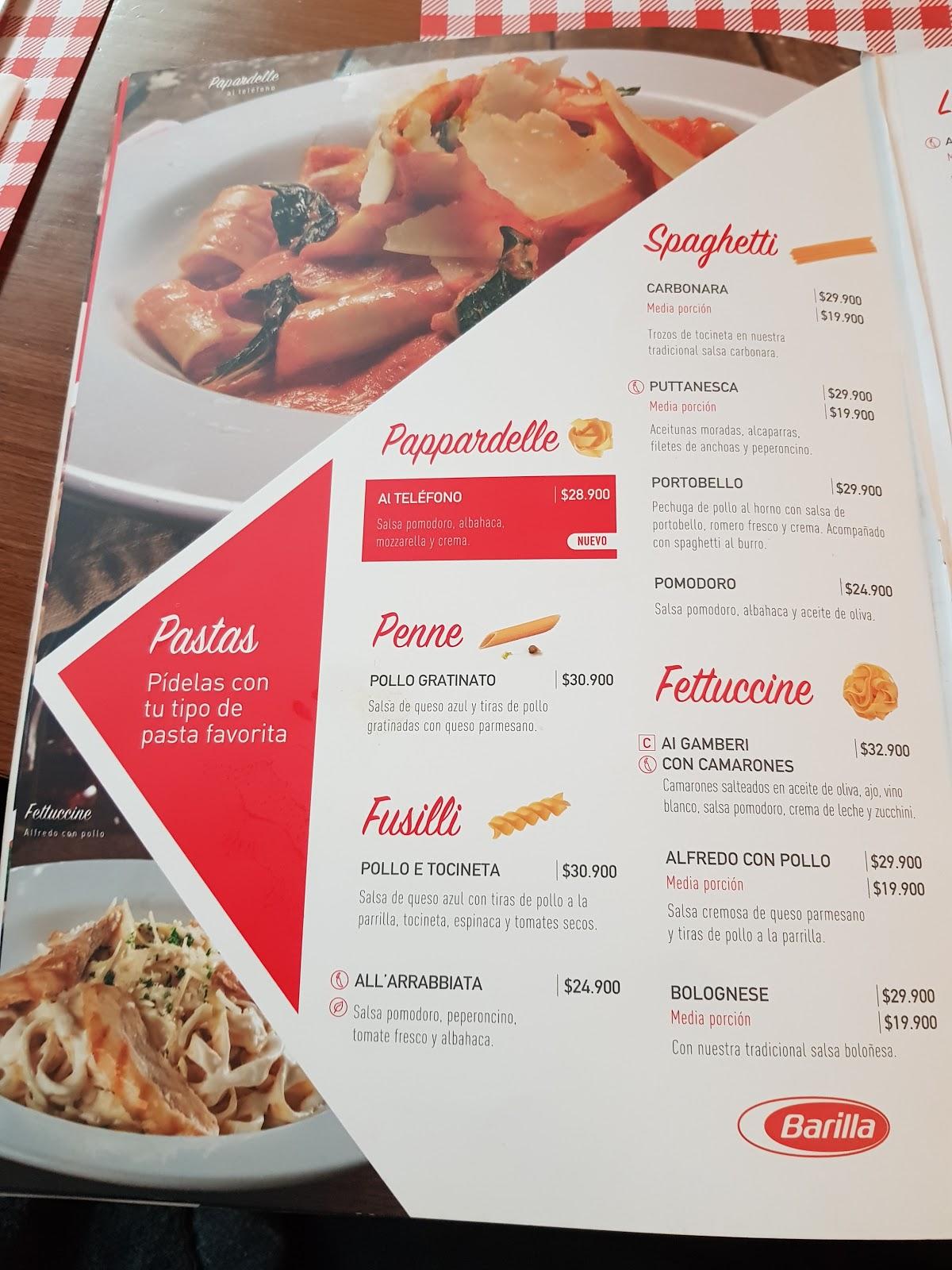 Carta del restaurante Archies, Bogotá