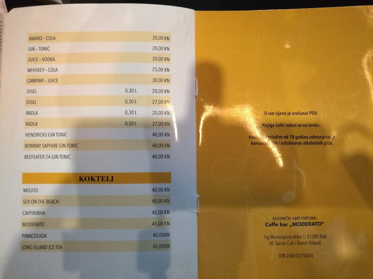 Menu di Moderato 