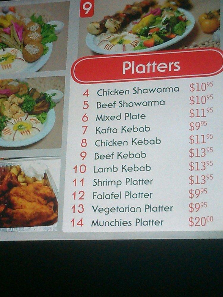 Menu at Shawarma On Wheels restaurant, Cornwall, 309 Pitt St