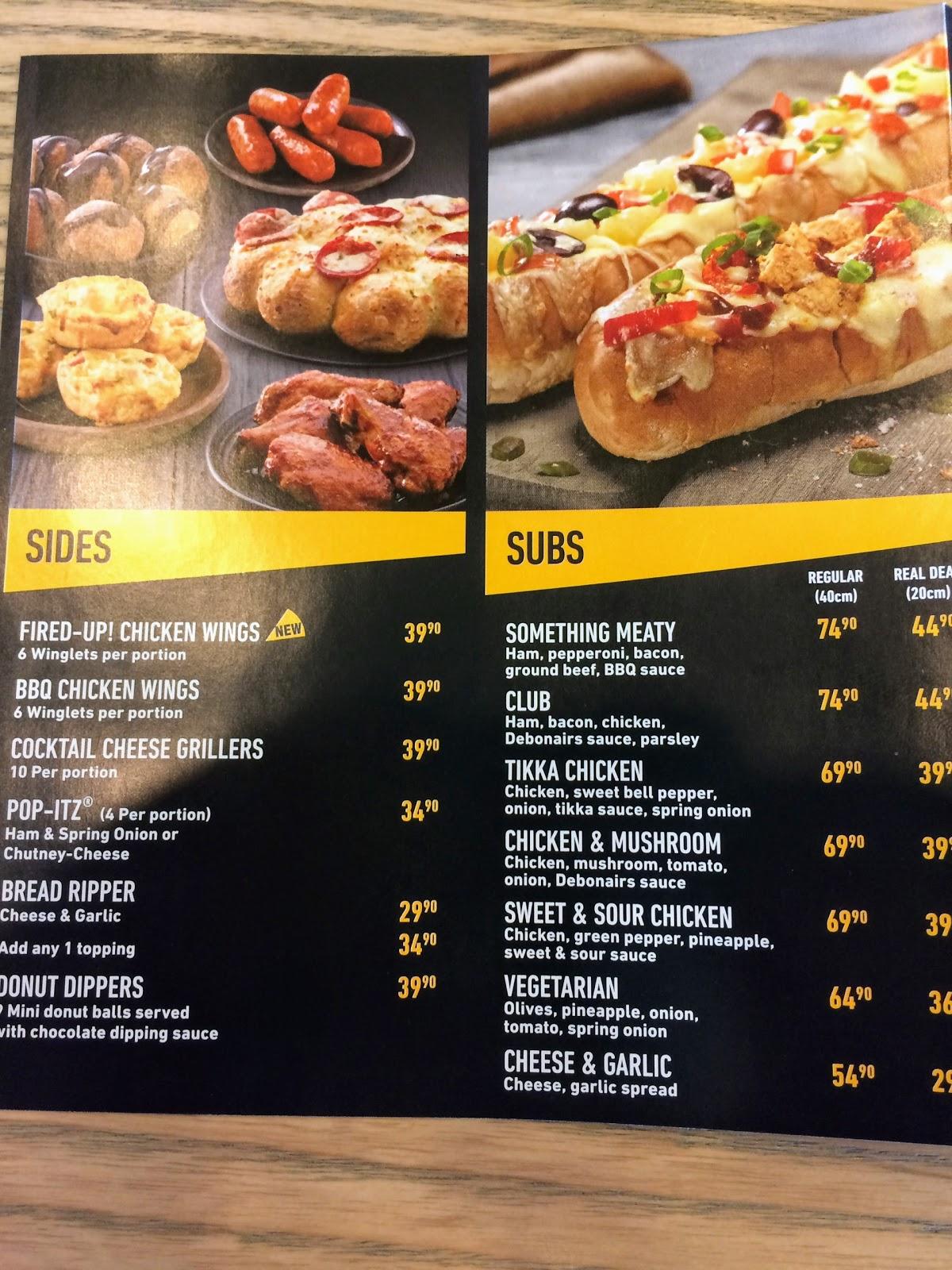 Debonairs Pizza Menu