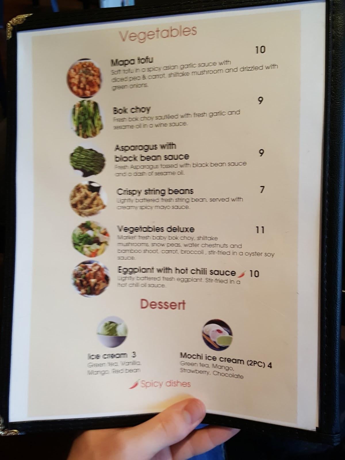 Menu at Chopsticks restaurant, Incline Village