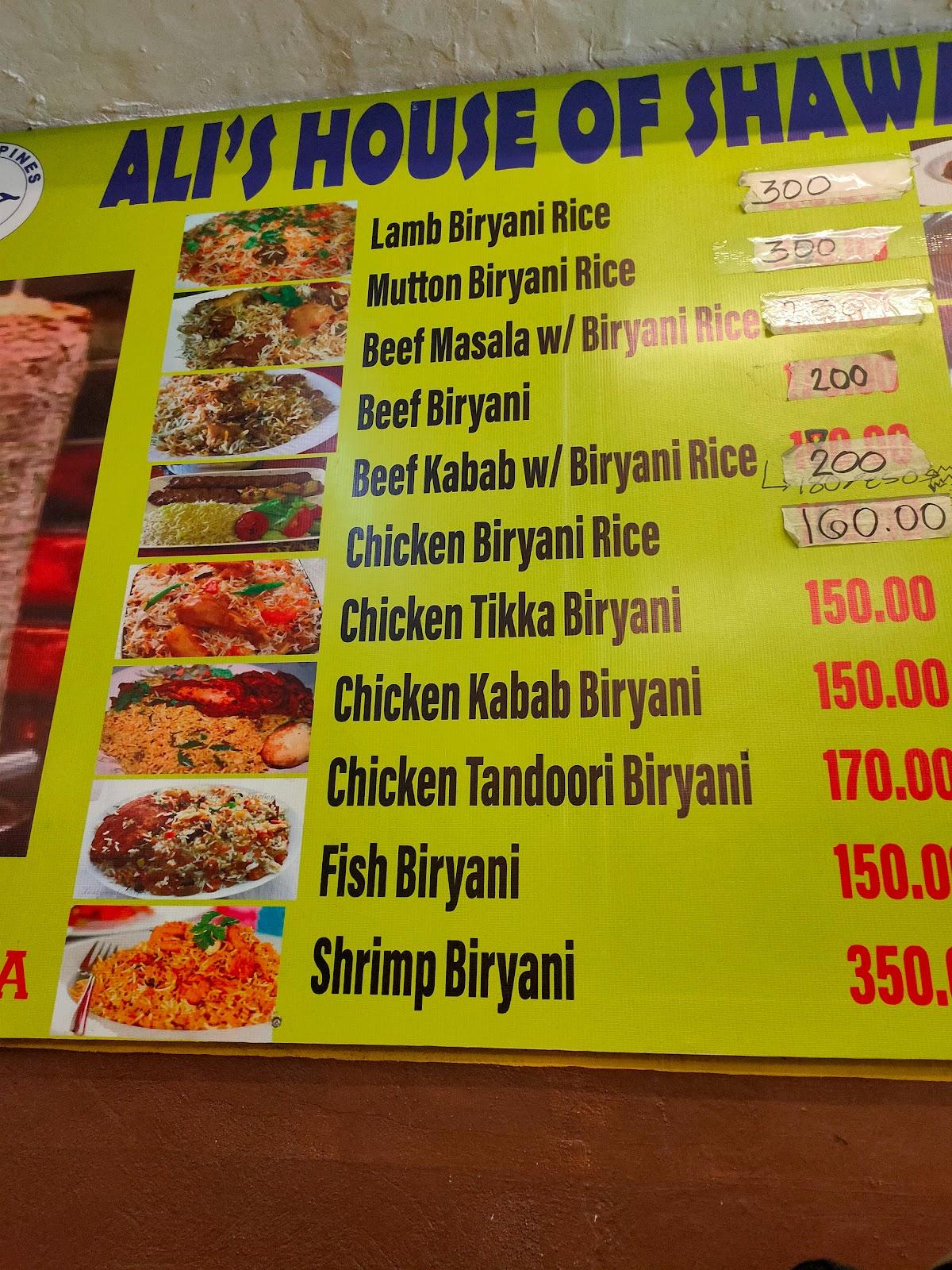 Carta del restaurante Ali House of Shawarma Halal, Baguio