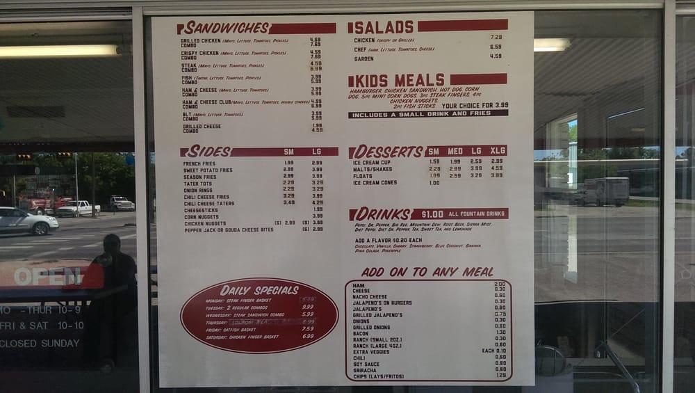 Menu at Burger Boy fast food, Gatesville