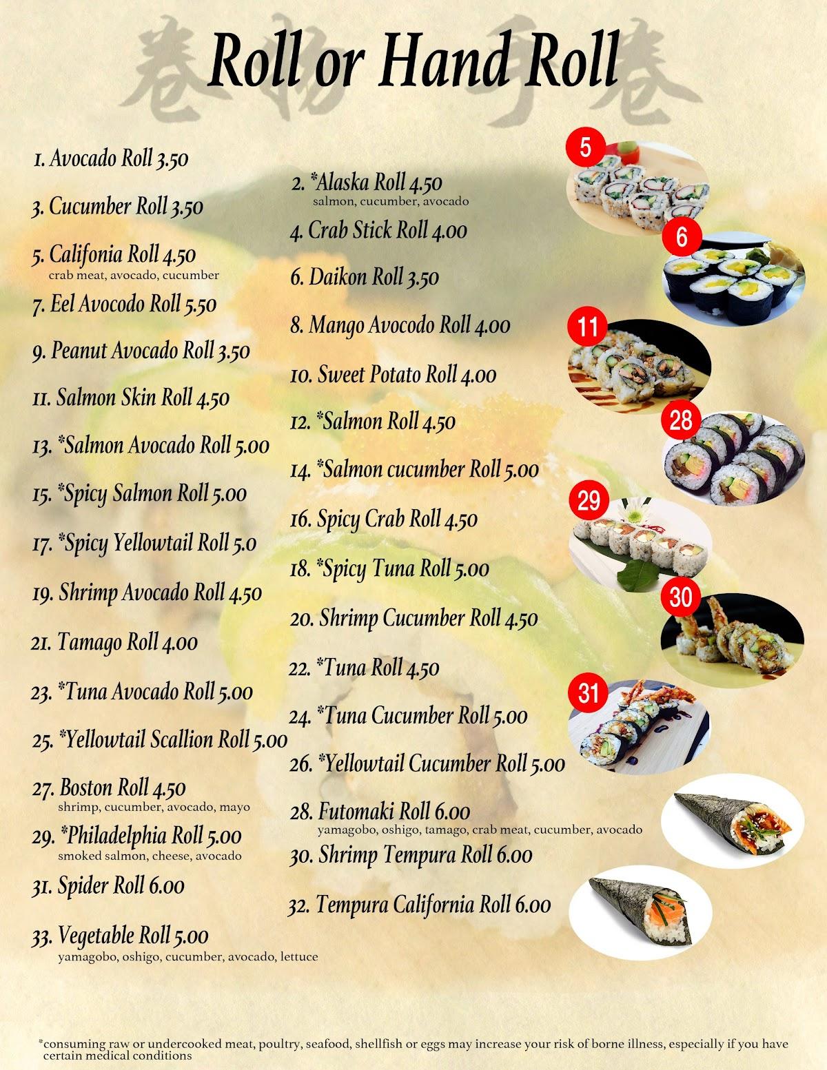 Menu at Yamato Sushi Restaurant, Kittanning