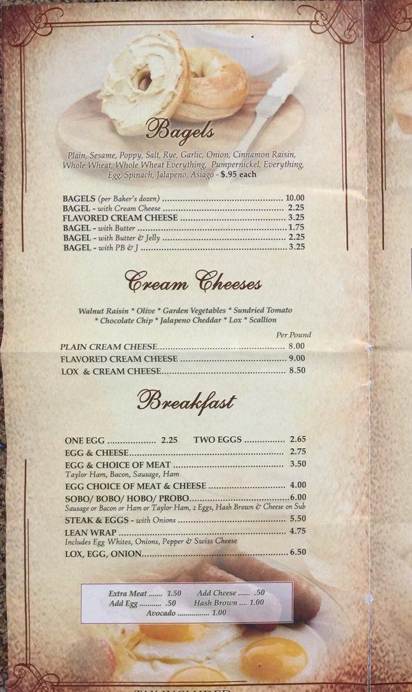 Menu at Hot Bagels, Clinton
