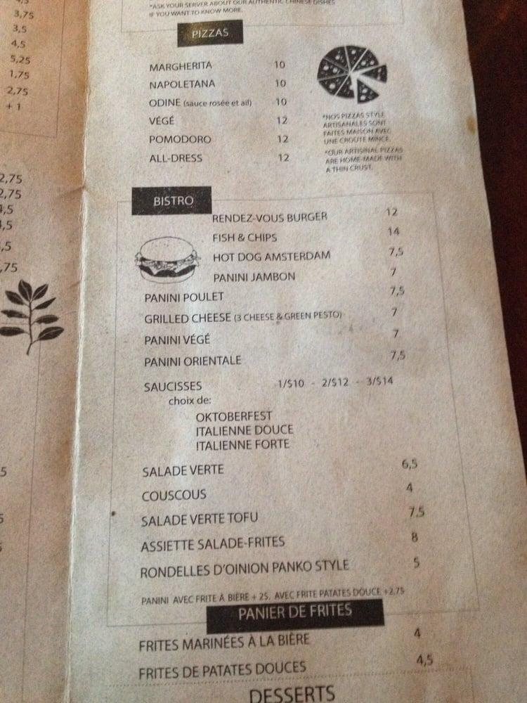 Menu at Rendez Vous Café, Cowansville