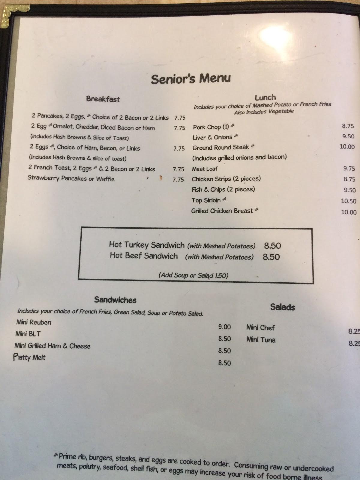 Menu at Grandma's Corner Restaurant, Gearhart