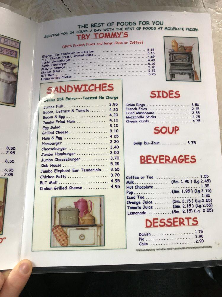 Menu at Tom & Lin's restaurant, South Bend