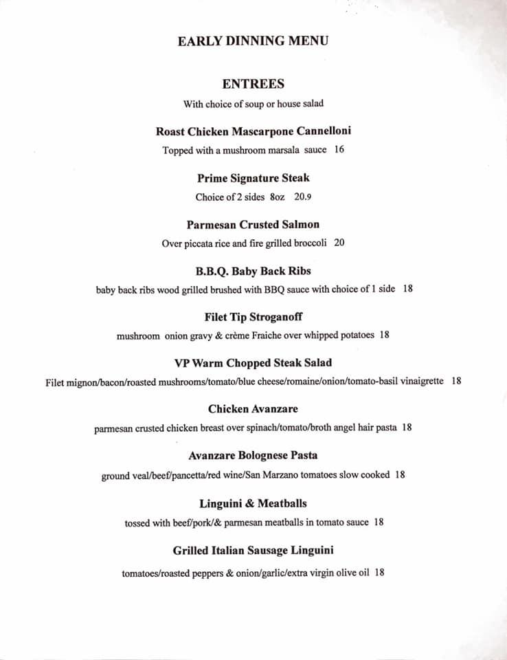 Menu at Vero Prime steakhouse, Vero Beach, 14th Ave
