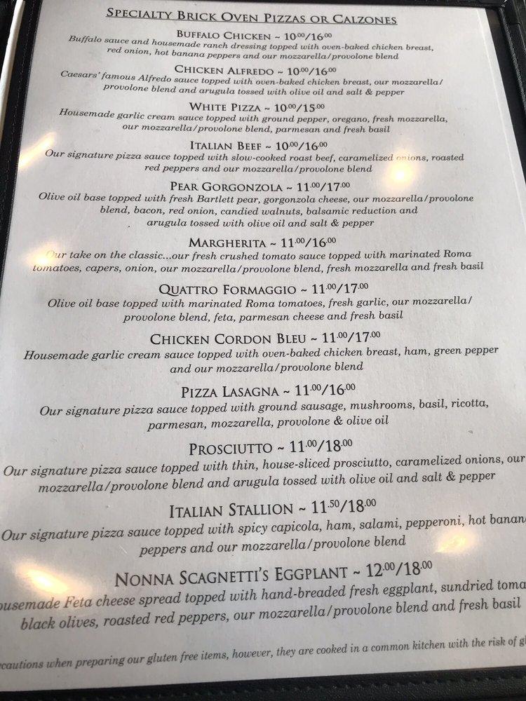 Menu at Brick Oven Bistro pizzeria, Sandusky