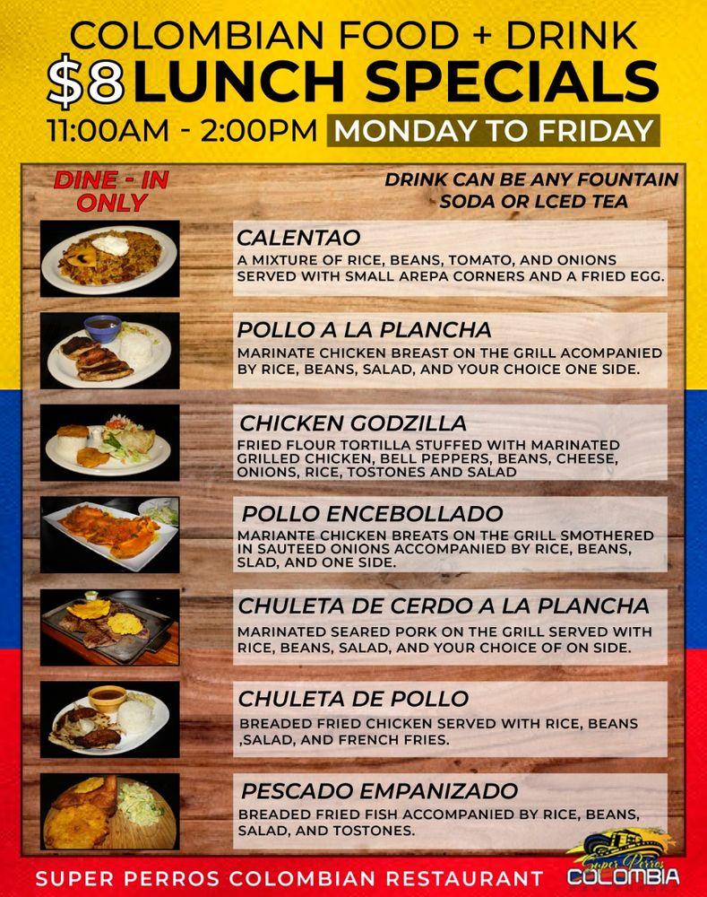 Menu at El Rincón Latino Colombian Restaurant, Tallahassee