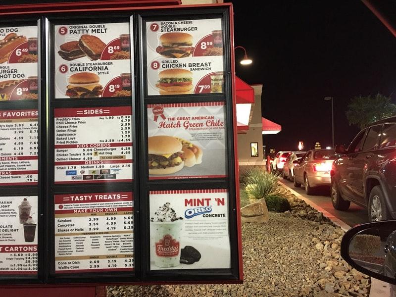 Menu at Freddy's Frozen Custard & Steakburgers restaurant, Henderson, W