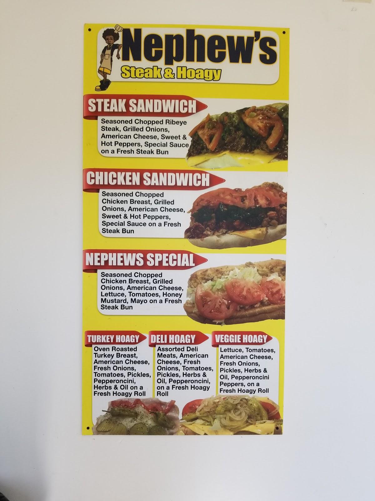 Menu at Nephew's Steak & Hoagy restaurant, Gary