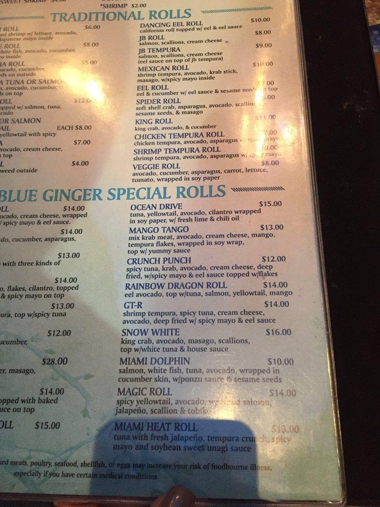 Rba2 Blue Ginger Seafood Steakhouse Menu 