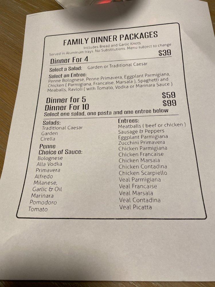 Menu at Cirella's Restaurant, Melville, 14 Broadhollow Rd