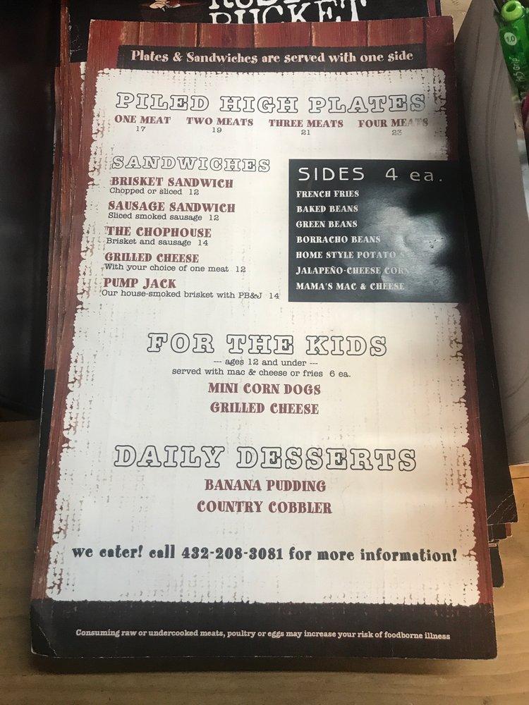 Menu at The Rusty Bucket BBQ and Tavern, Midland