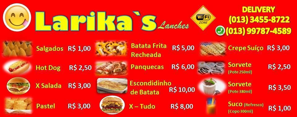 Larikas Lanches cardápio