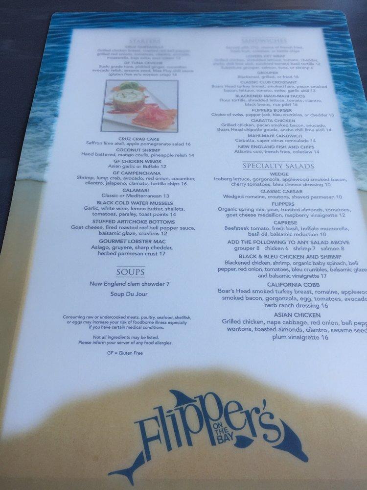Menu at Flippers restaurant, Fort Myers Beach
