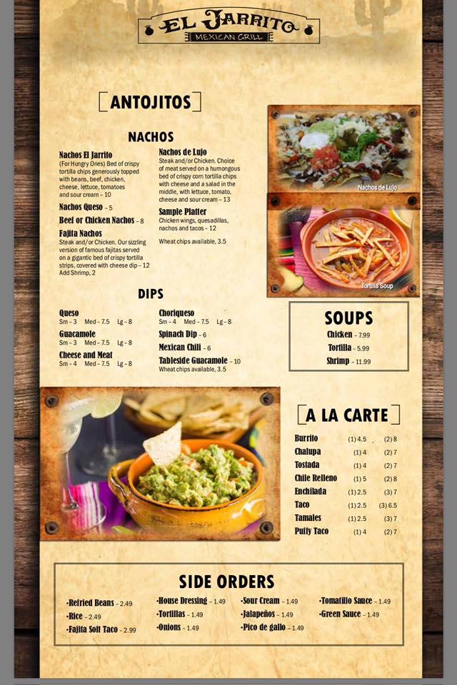 Menu At El Jarrito Restaurant, Farmerville