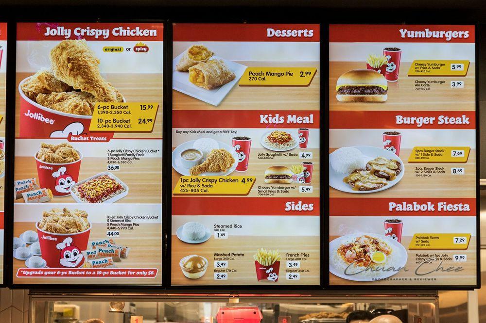 Menu At Jollibee Fast Food, Toronto, 334 Yonge St