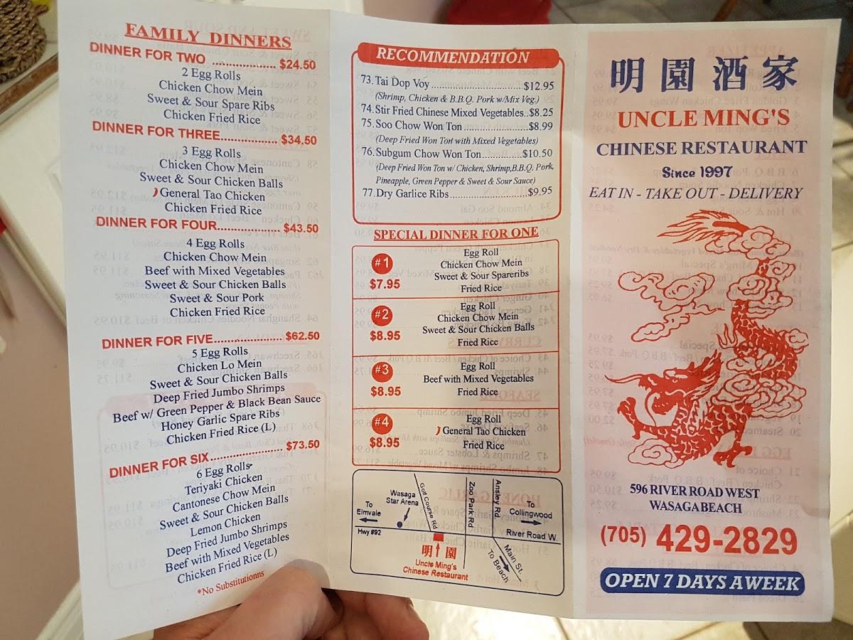 Rba5 Uncle Mings Chinese Restaurant Menu 