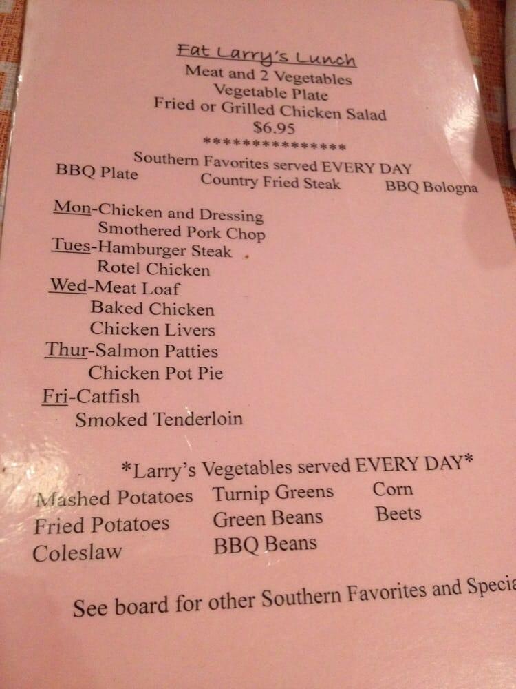 Menu at Fat Larry's BBQ, Bartlett