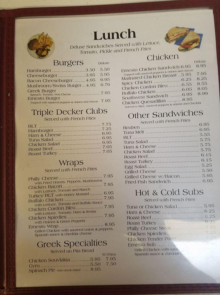 Menu at Ernesto’s Authentic Mexican Restaurant, Owego