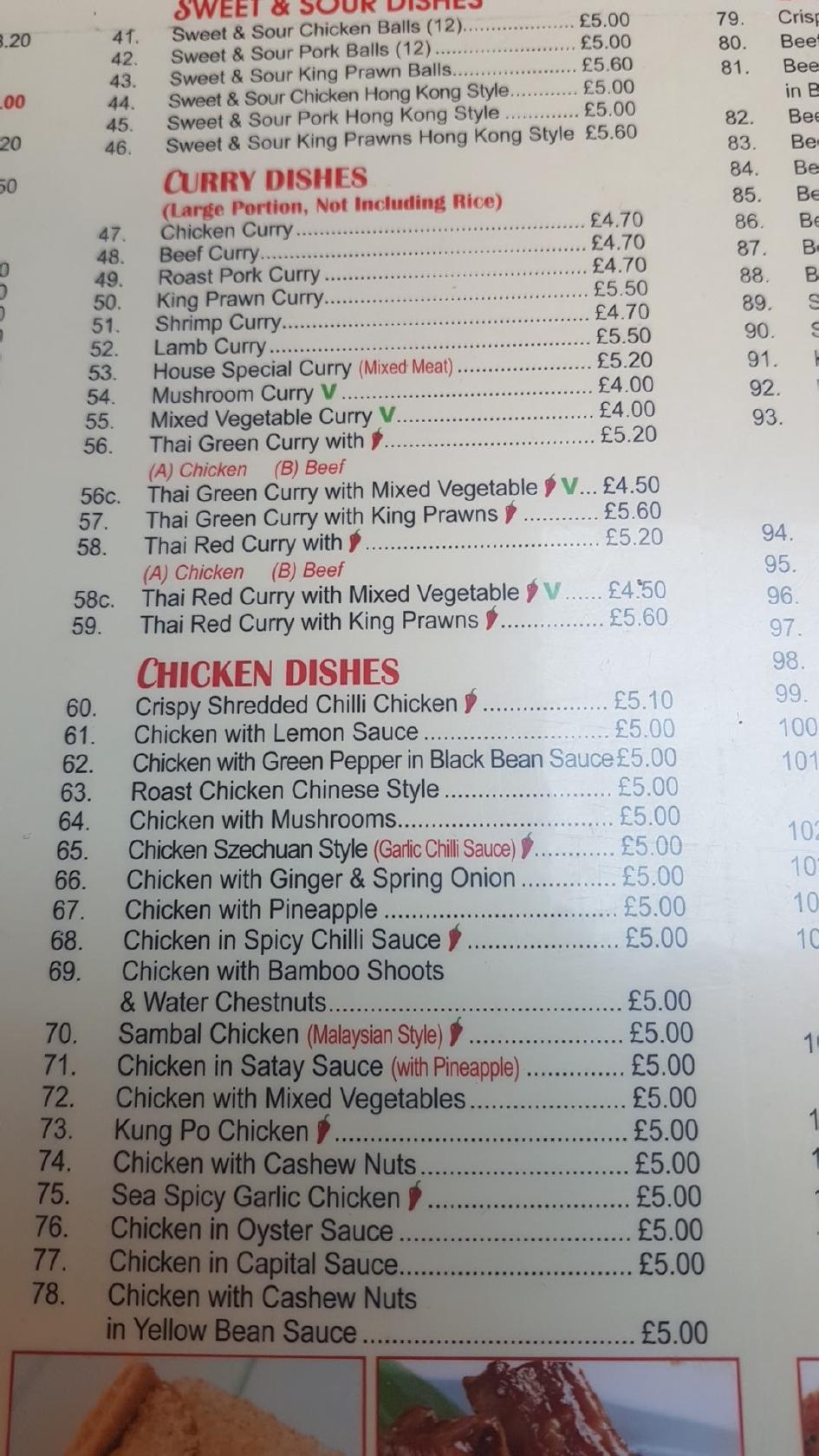 Menu at Wong's Chinese restaurant, Greenford, 626 Greenford Rd