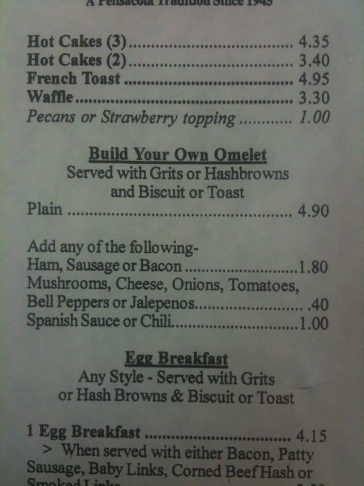 Menu at Coffee Cup Restaurant, Pensacola