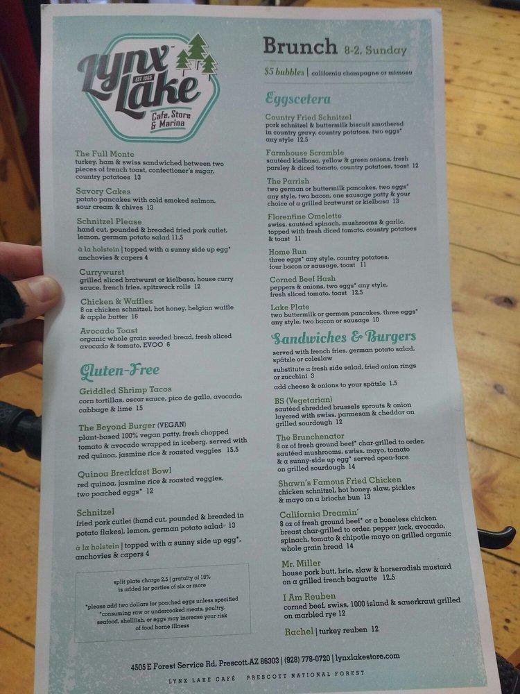 Carta de Lynx Lake Cafe, Prescott