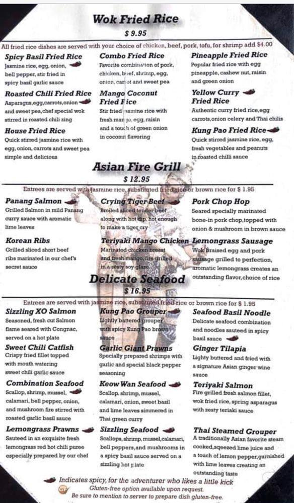 Menu at Tantra Asian Bistro restaurant, Davenport