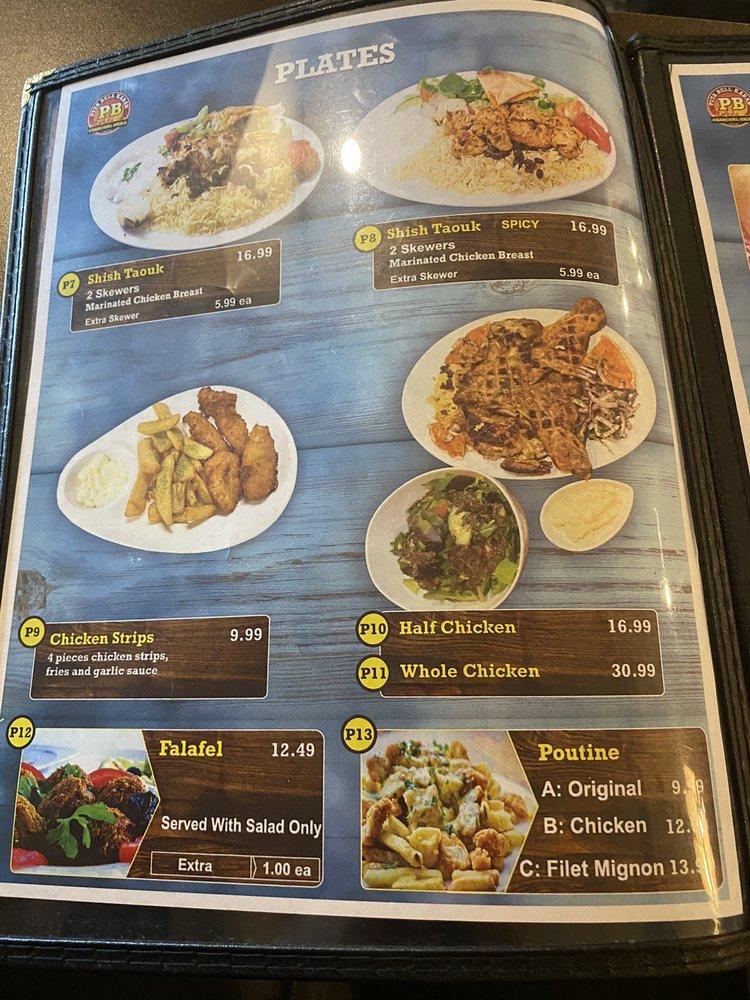 Menu at Pita Bell Kabab restaurant, Ottawa, Carling Ave